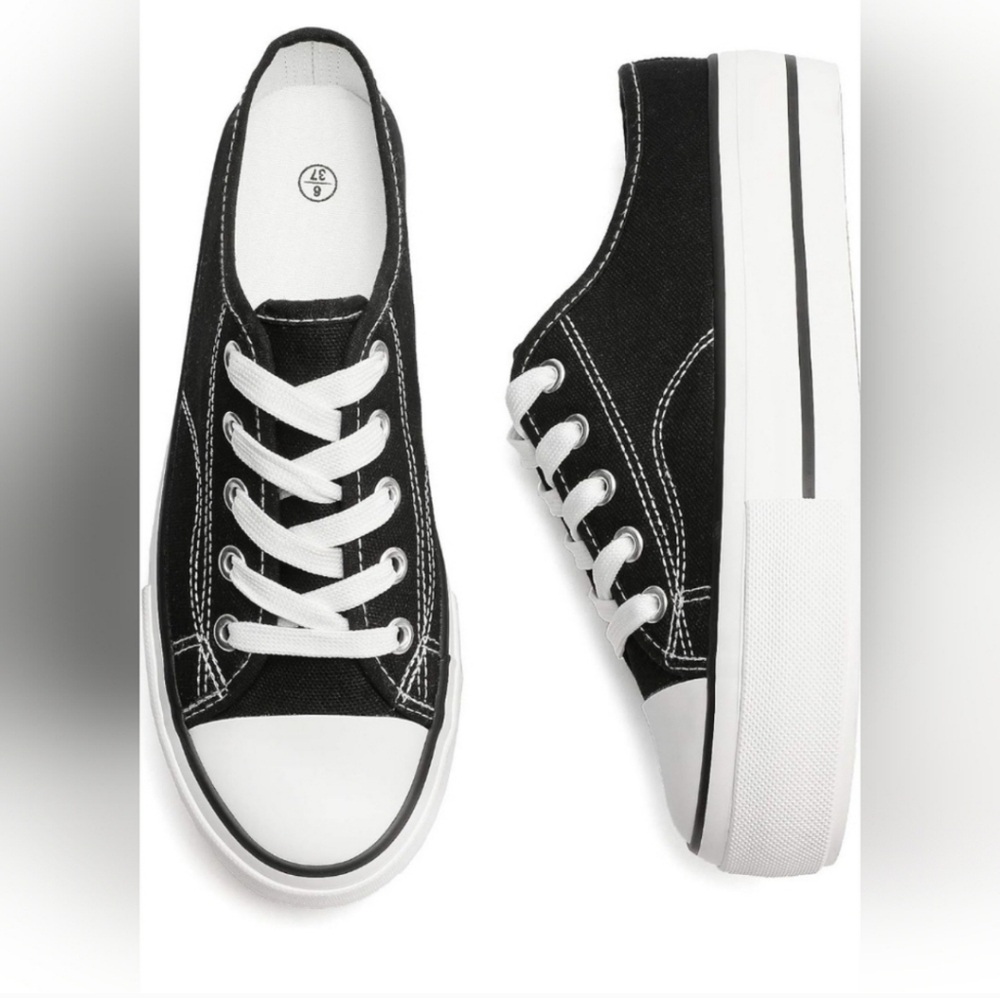 Black and White Canvas Sneakers